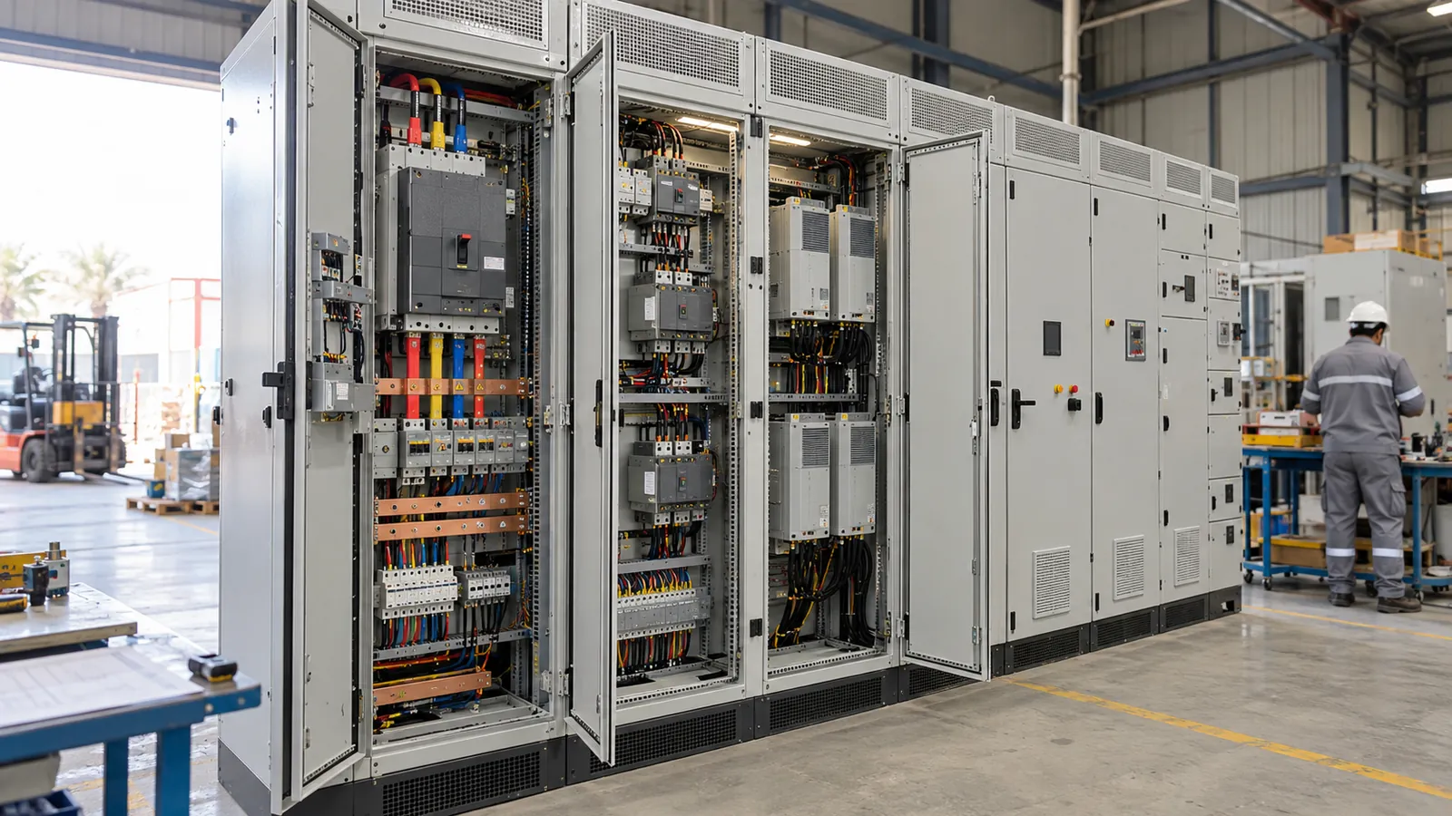 MCC panel from an ABB panel builder in Saudi Arabia with ABB breakers, contactors and drives
