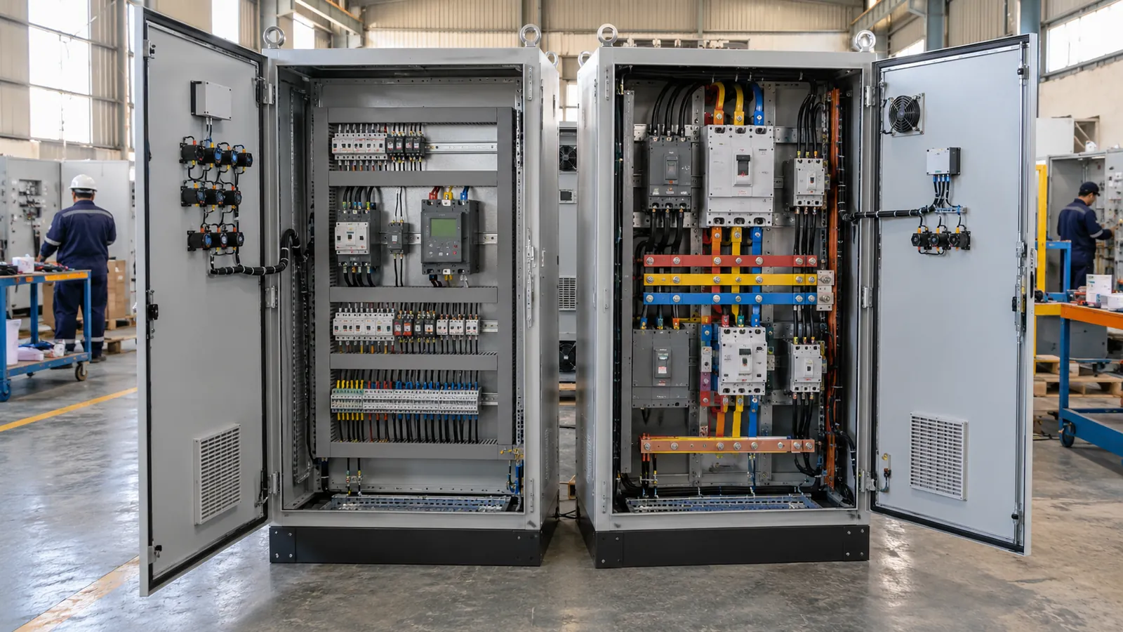 Custom control panels in stainless steel and painted steel enclosures built in Saudi Arabia