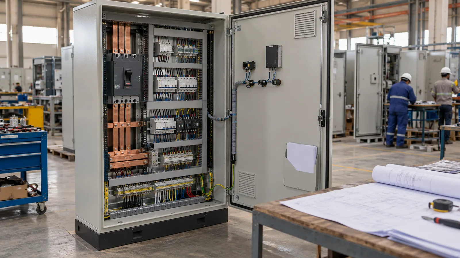 Finished OEM control panel at the Dammam workshop, built by a local panel assembly partner in Saudi Arabia