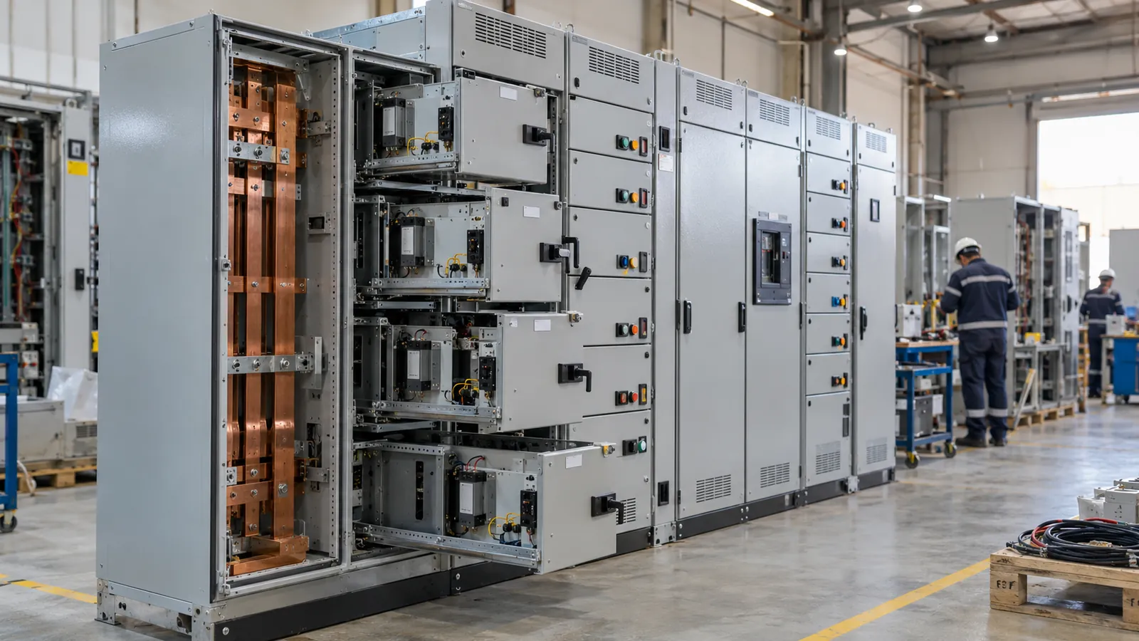 Withdrawable MCC panel with motor starter drawers built by an MCC panel manufacturer in Saudi Arabia