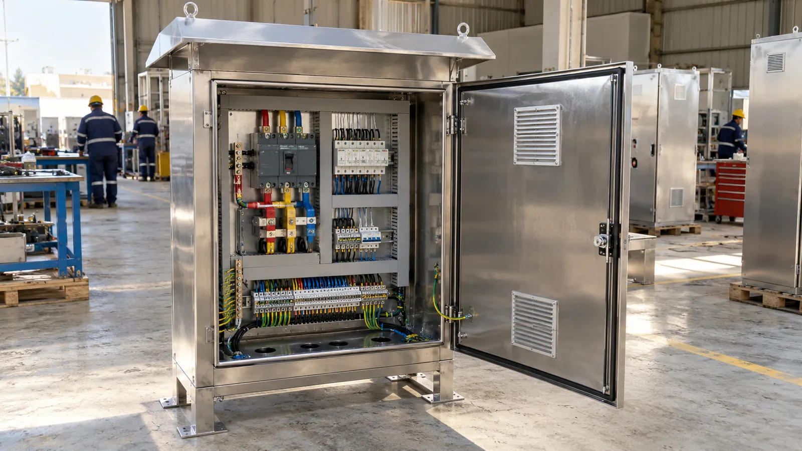 Outdoor stainless steel control panel built in Saudi Arabia with an IP66 enclosure